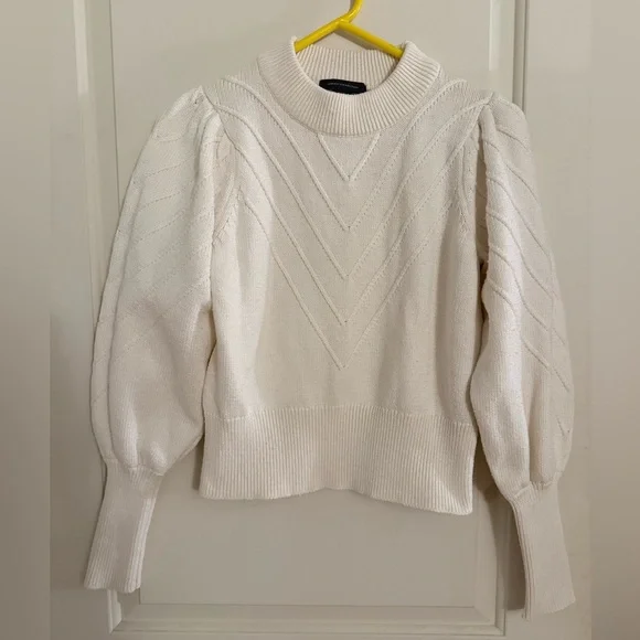 French Connection Balloon Sleeve Cropped Sweater Cream Size Small Small - Picture 2 of 9